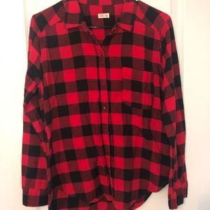 Hollister Red and Black Checkered Flannel